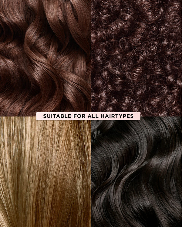 Infographic showing that the set is suitable for all hair types