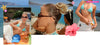 Model with a swimsuit and high bun hairstyle